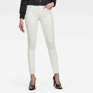 $170 NWT | G-Star 3301 High Rise Skinny Ripped Ankle Jeans Stretch White 27x32